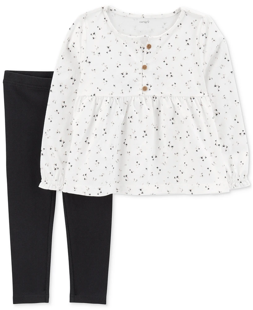 Carter's Baby Girl 2-Piece Floral Blouse & Legging Set