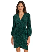 Calvin Klein Women's Sequined Faux-Wrap Sheath Dress