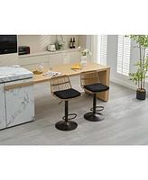 Simplie Fun Set of 2 Rattan Bar Stool, 360 Swivel Bar Chair, Counter Height Chair with Footrest for Kitchen, Dining Room