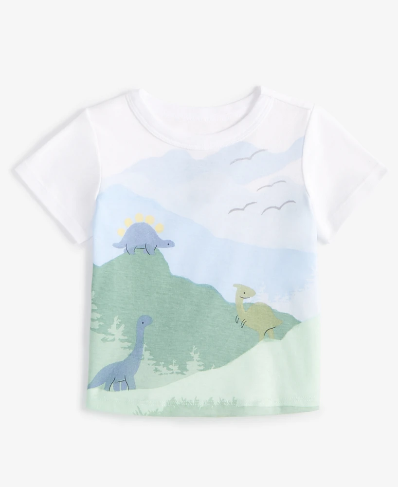 First Impressions Baby Short-Sleeve Dino Mountain Graphic T-Shirt, Exclusively at Macy's