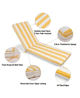 Streamdale Furniture 2PCS Set Outdoor Lounge Chair Cushion Replacement Patio Funiture Seat Cushion Chaise Lounge Cushion-yellow/white