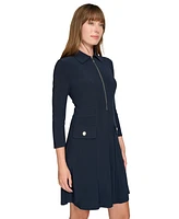 Tommy Hilfiger Women's Zip-Front Fit & Flare Dress