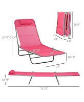 Streamdale Furniture 2 Piece Folding Chaise Lounge Chairs, Pool Sun Tanning Chairs, Outdoor Lounge Chairs with 6-Position Reclining Back, Breathable M