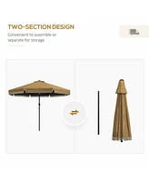 Streamdale Furniture 9ft Patio Umbrella with Push Button Tilt and Crank, Ruffled Outdoor Market Table Umbrella with Tassles and 8 Ribs, for Garden, De