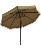 Streamdale Furniture 9ft Patio Umbrella with Push Button Tilt and Crank, Ruffled Outdoor Market Table Umbrella with Tassles and 8 Ribs, for Garden, De