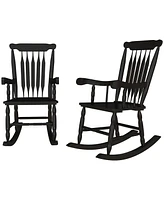 Streamdale Furniture Outdoor Wood Rocking Chairs Set of 2, 350 lbs. Porch Rockers with High Back for Garden, Patio, Balcony, Black