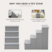 Pet Stairs, Small Pet Steps with Cushioned Removable Covering for Dogs and Cats Up To 22 Lbs., Grey