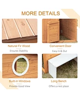 Streamdale Furniture Wooden Playhouse for Kids Outdoor with Working Door, Windows, Mailbox, Bench, Flowers Pot Holder, 48" x 42.5" x 53"