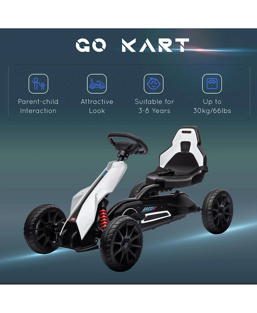 Streamdale Furniture Kids Pedal Go Kart, Outdoor Ride on Toy with Adjustable Seat, Swing Axle, Handbrake, 4 Non