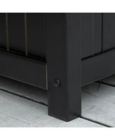 Outdoor Storage Bench, 43 Gallon Deck Box with Armrests, Outdoor Storage Box for Patio Furniture Cushions and Garden Tools, Black