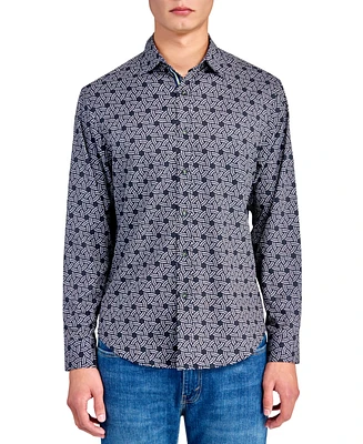 Society of Threads Men's Performance Stretch Circle-Print Shirt