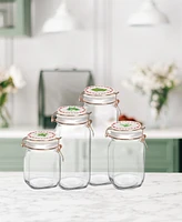 Circleware Herbs Decal Glass Canisters with Ceramic Lid, Set of 4