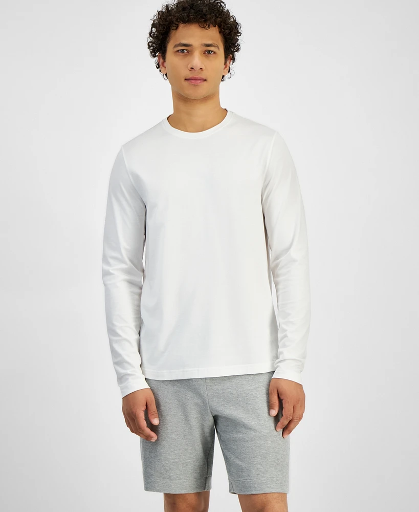 Michael Kors Men's Modern-Fit Stretch Mercerized Pique Long-Sleeve T-Shirt