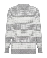 Olsen Women's Long Sleeve Grid Stitch Sweater