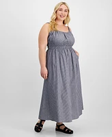 And Now This Plus Striped Smocked-Waist Maxi Dress