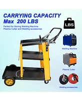 Multi Function 3 tier Welding Cart. gas bottle and accessory storage.Welding Heavy Duty Cart for Tig Mig Welder and Plasma Cutter with Upgrade Handles