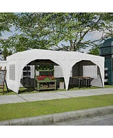 Simplie Fun 10'x20' Pop Up Canopy Tent with 6 Sidewalls, Ez Pop Up Outdoor Canopy for Parties, Waterproof Commercial Tent with 3 Adjustable Heights, C