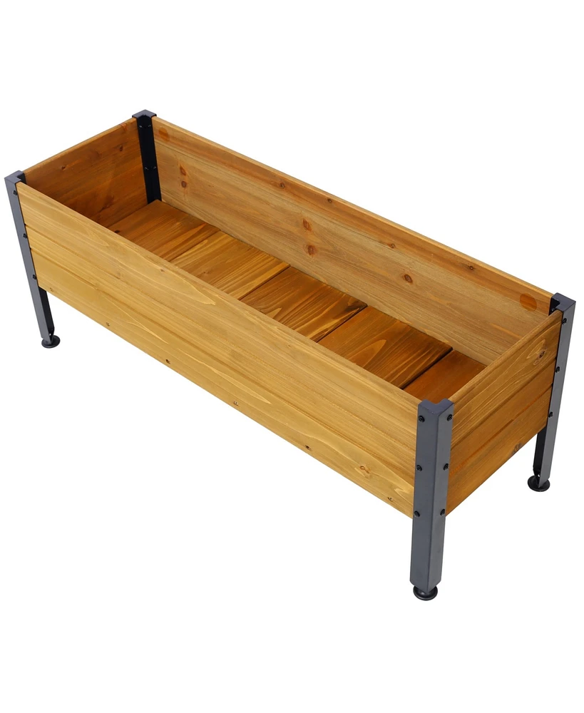 Streamdale Furniture Wood Rectangular Garden Planter Box Raised Bed Outdoor, Planters for Outdoor Plants, Elevated Herbs Vegetables Flowers Great Pati