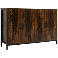 Industrial Sideboard Buffet Cabinet with Doors, Kitchen Cabinet, Coffee Bar Cabinet with Adjustable Shelves, Rustic Brown