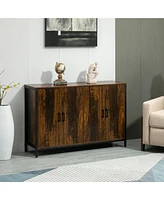 Industrial Sideboard Buffet Cabinet with Doors, Kitchen Cabinet, Coffee Bar Cabinet with Adjustable Shelves, Rustic Brown