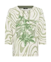 Olsen Cotton Blend Printed Jersey Top