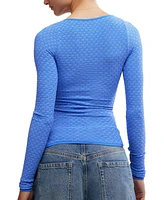 Free People Women's Love Letter Textured Long-Sleeve Top