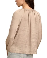 Lucky Brand Women's Notch-Neck Long-Sleeve Peasant Top