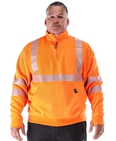 RefrigiWear Big & Tall HiVis Quarter-Zip Sweatshirt - High Visibility Safety Pullover with Reflective Tape