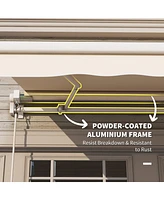 10' x 8' Retractable Awning, Patio Awnings, Sunshade Shelter w/ Manual Crank Handle, Uv & Water-Resistant Fabric and Aluminum Frame for Deck, Balcony