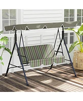 Simplie Fun 3-Seat Outdoor Swing Chair with Removable Cushion & Canopy