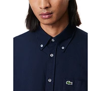 Lacoste Men's Woven Long Sleeve Button-Down Oxford Shirt