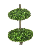 Streamdale Furniture Set of 2 Artificial Boxwood Topiary Trees in Pots, 43.25" Artificial Plants Faux Trees for Home Office, Living Room Decor, Indoor