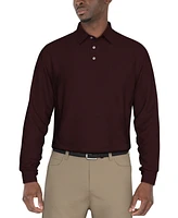 Pga Tour Men's Long Sleeve Performance Feeder Stripe Polo Shirt