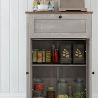 Farmhouse Barn Door Accent Cabinet, Kitchen Sideboard Storage Cabinet with Double Doors, Drawer, and Adjustable Shelf for Bedroom, Living Room, Light