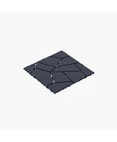 Streamdale Furniture Stone Style 12" Patio Deck Tiles, Diy Module Interlocking Decking Tiles Floor Tile, Easy and Quick Installation Court Tiles for P