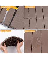 Plastic Interlocking Deck Tiles, 11.8" x11.8" (Pack of 44), Patio Flooring Outdoor Waterproof All Weather Use for Garden Poolside Front/Back