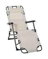 Simplie Fun Folding Chaise Lounge Chair for Outside, 2-in