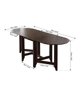 Streamdale Furniture Retro Drop-Leaf Table Rubber Wood Dining Table with Spacious Tabletop Small Drawer for Small Space Kitchen Dark Brown