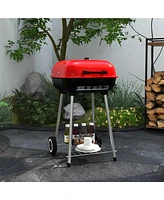 Streamdale Furniture Portable Charcoal Grill with Bottom Shelf, Bbq Smoker with Wheels and Adjustable Vents on Lid for Picnic Camping Backyard Cooking