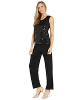 R & M Richards Women's Fringe-Trim Sequined Jacket, Top Pants