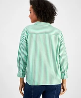 Nautica Jeans Women's Port Stripe Cotton Collared Blouse