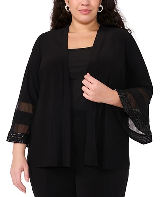 Msk Plus Open-Front 3/4-Sleeve Cover-Up