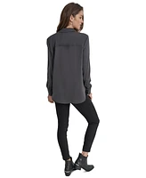 Dkny Jeans Women's Collared Long-Sleeve Blouse