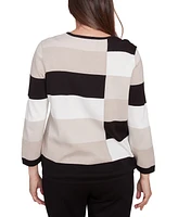 Alfred Dunner Petite Romancing The Stone Beaded Colorblocked Sweater