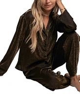 Linea Donatella Women's 2-Pc. Metallic Pajamas Set