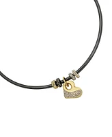 Steve Madden Faux Stone Puffy Heart Charm Wire Necklace - Crystal/Tri