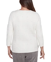 Alfred Dunner Petite Copenhagen Textured Cable Sweater