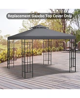 Streamdale Furniture 9.8' x 9.8' Gazebo Replacement Canopy, 2-Tier Top Uv Cover for 9.84' x 9.84' Outdoor Gazebo, Dark Gray (Top Only)