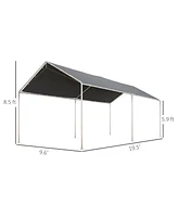 Streamdale Furniture 10'x20' Carport Heavy Duty Galvanized Car Canopy with Included Anchor Kit, 3 Reinforced Steel Cables, Grey