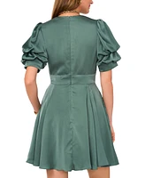 1.state Women's Tiered Bubble-Sleeve V-Neck Mini Dress